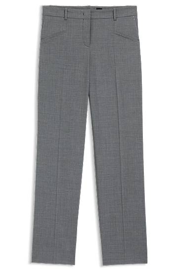 Nohavice BOSS Relaxed-Fit Virgin Wool Trousers Šedá | 50542004, 0