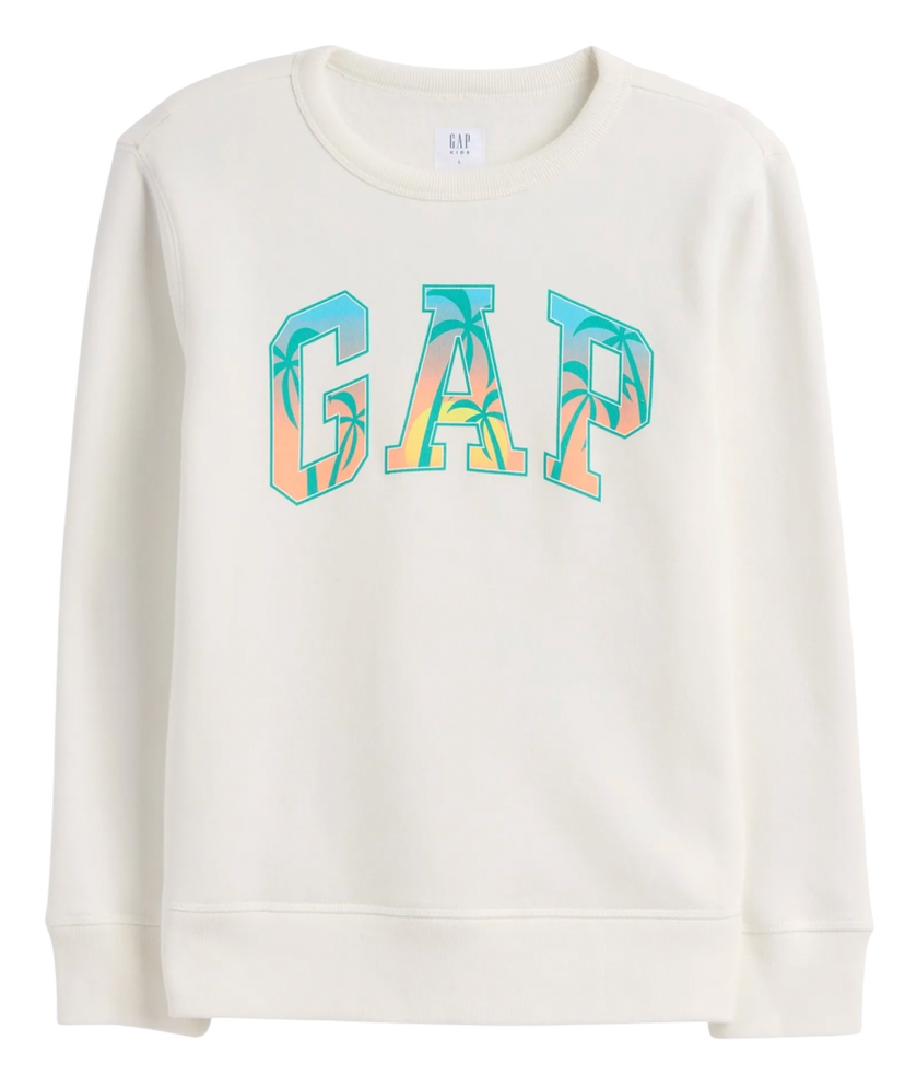 Mikina GAP Tropical Palm Tree Crewneck Sweatshirt Biela | gap770622-03