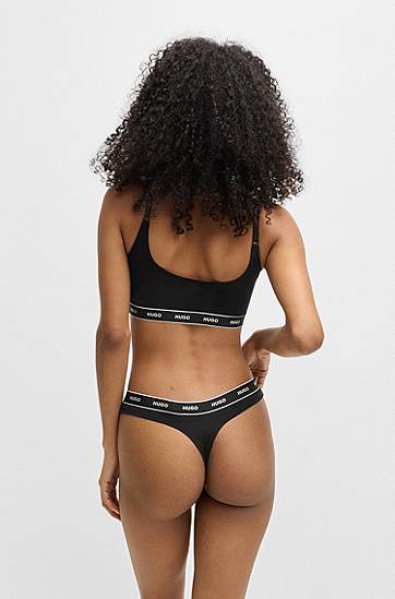 Nohavičky BOSS Three-Pack of Stretch-Cotton Thongs with Logo Waistbands by HUGO undefined | 50495870, 1