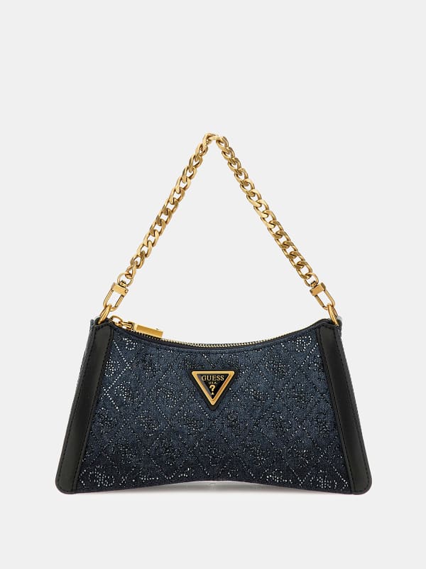 Taška cez rameno GUESS Dili 4G Logo Rhinestone Shoulder Bag Čierna | HWDD9330180, 0