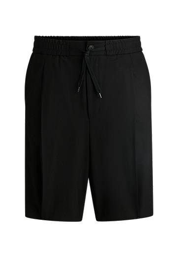 Šortky BOSS Modern-Fit Stretch-Wool Blend Shorts Čierna | 50538592, 0