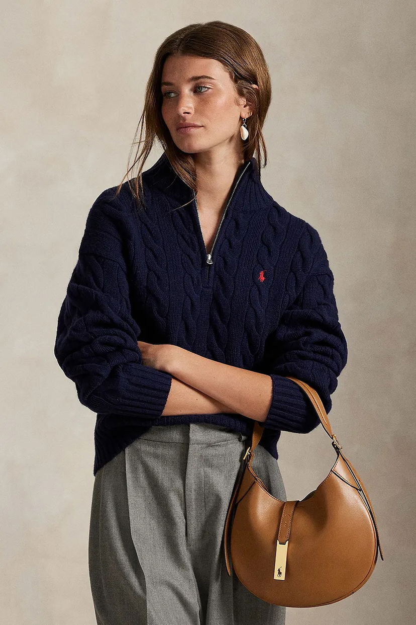 Sveter Polo by Ralph Lauren Polo Ralph Lauren Cable-Knit Half-Zip Sweater Navy | 211972130