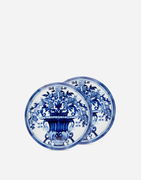 Porcelain Plates with Blue Floral Print