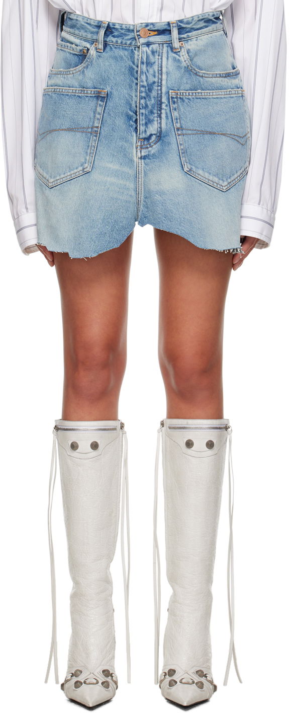 Cut-Up Denim Miniskirt