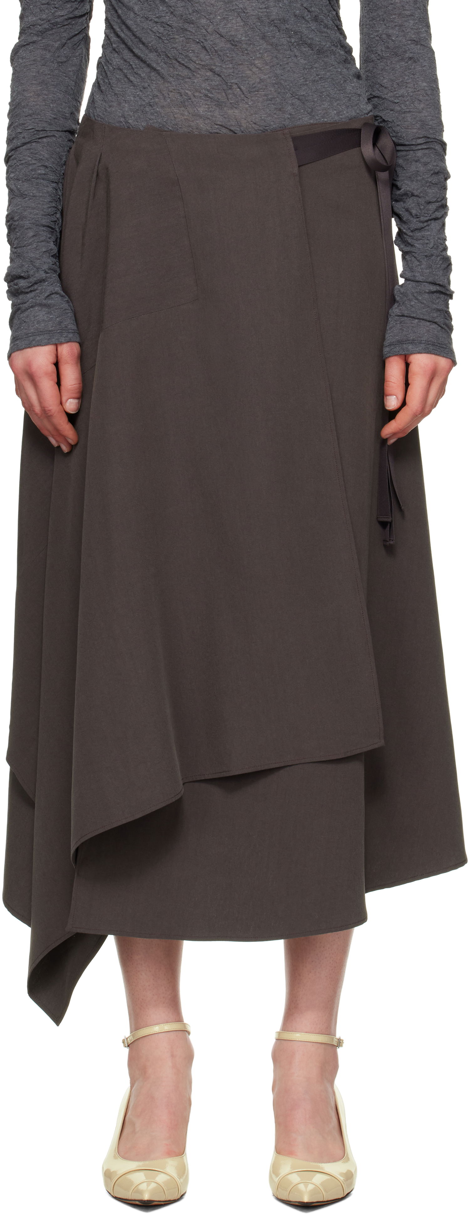 Sukňa OUR LEGACY Our Legacy Spinnaker Midi Wrap Skirt Hnedá | W2254SCP, 0