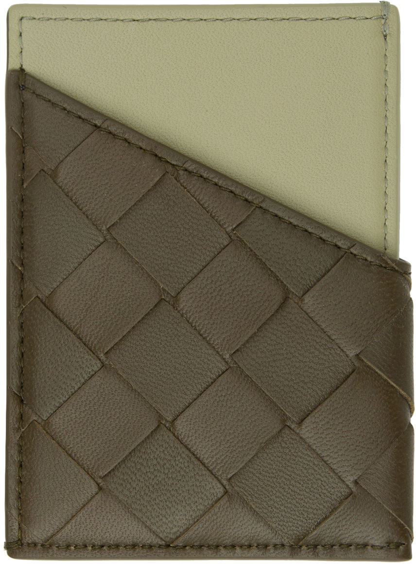 Peňaženka Bottega Veneta Intrecciato Diagonal Card Holder Zelené | 787795V47H1, 0