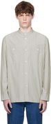 A.P.C. Theon Striped Band Collar Shirt