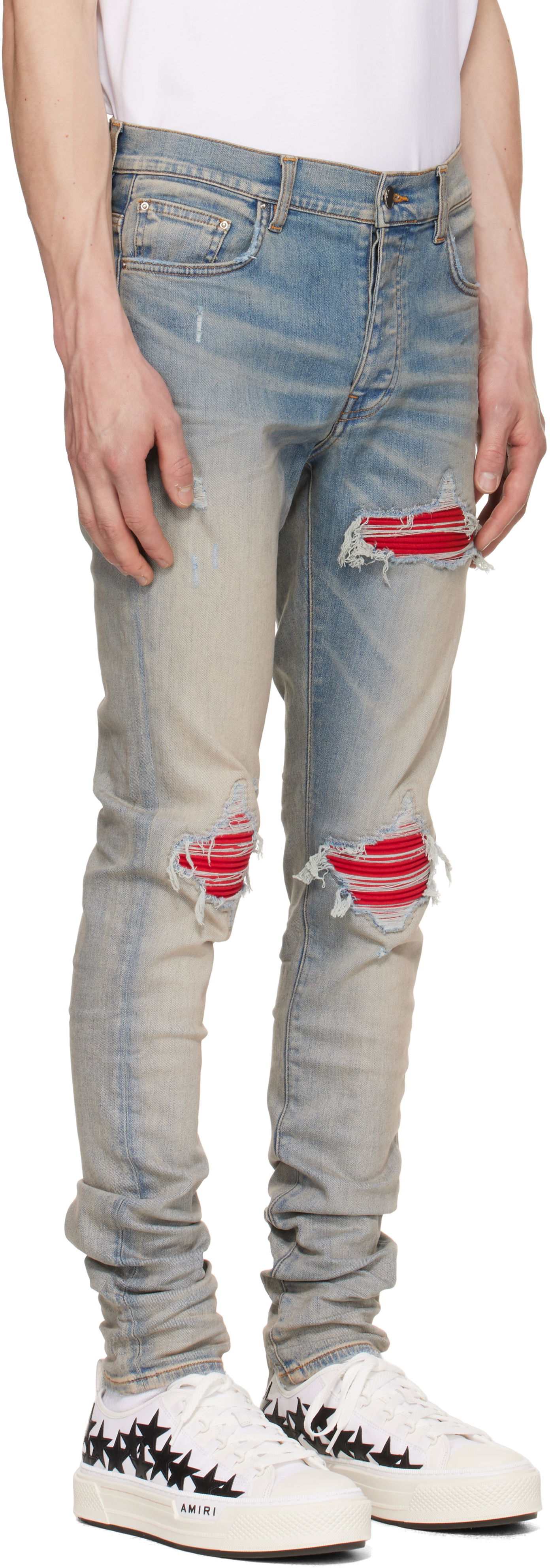 Džínsy AMIRI Distressed Slim Jeans Modrá | AMDNSY1056, 1