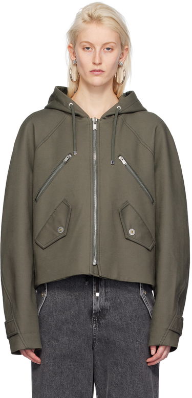 Vetrovka Dion Lee Cropped Hooded Zip-Up Jacket Zelené | C4057PS24, 0