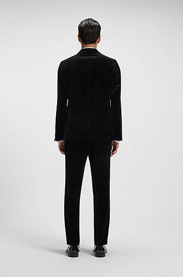 Bunda BOSS Slim-fit tuxedo jacket in cotton velvet Čierna | 50551552, 1