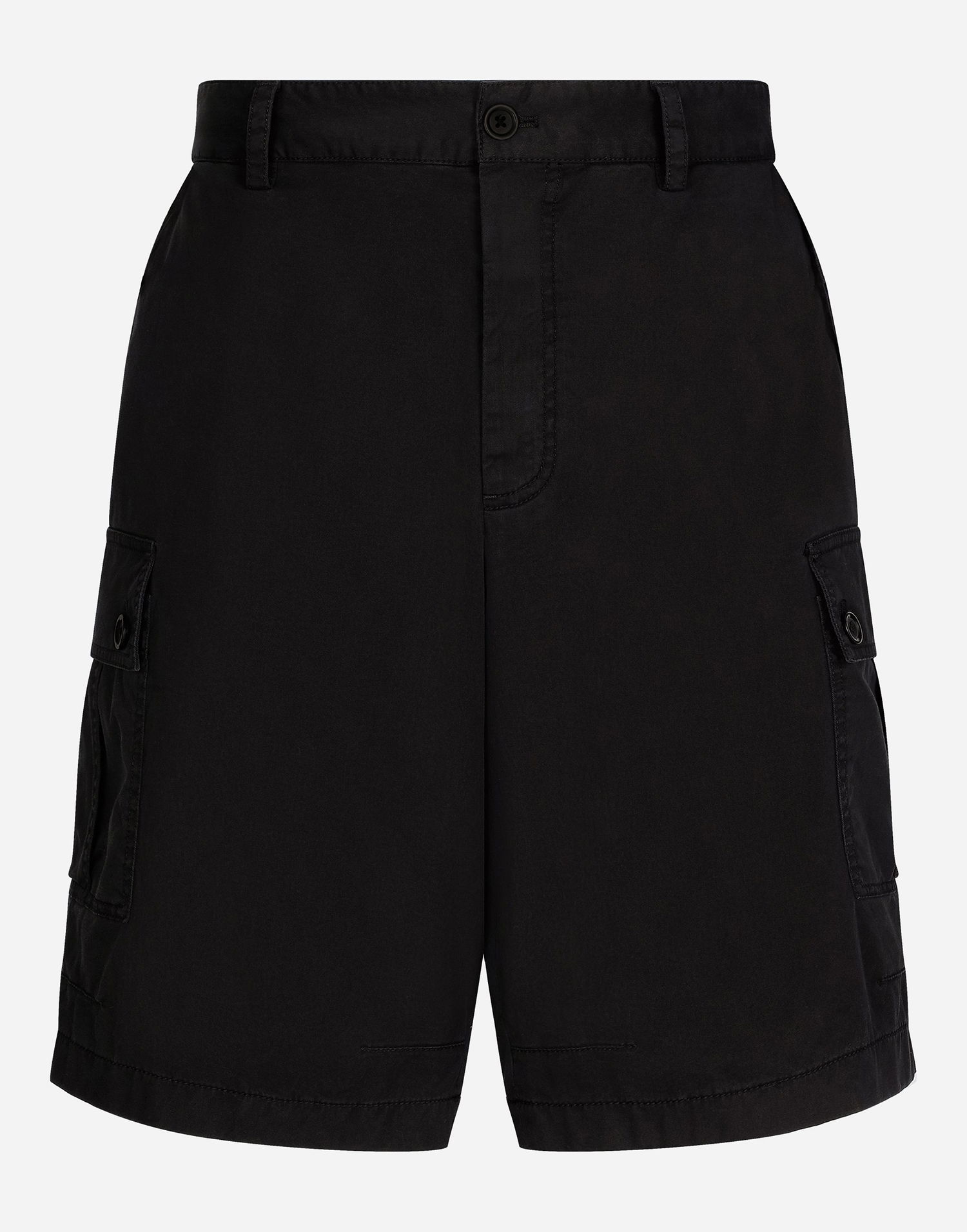 Cargo nohavice Dolce & Gabbana Stretch Cotton Cargo Shorts With Brand Plate Čierna | GV5IHTFUFJRN0000, 0