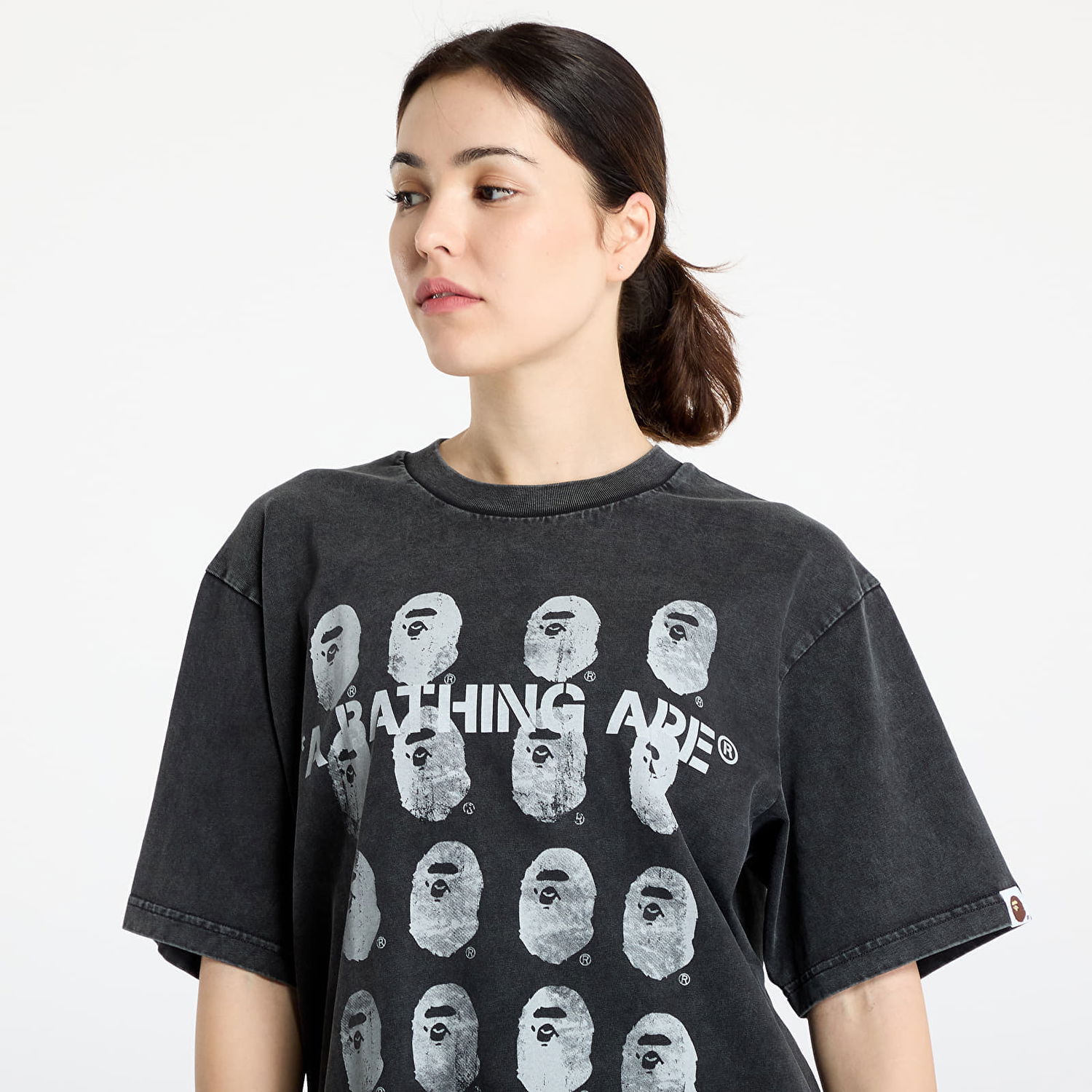 Tričko BAPE A BATHING APE Garment Dye Logo Relaxed Fit Tee Čierna | 001CSL301348MBLK, 1