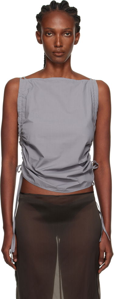 Tielko Baserange Baserange Pictorial Ruched Strap Top Šedá | TSPIS-PO-AU25, 0