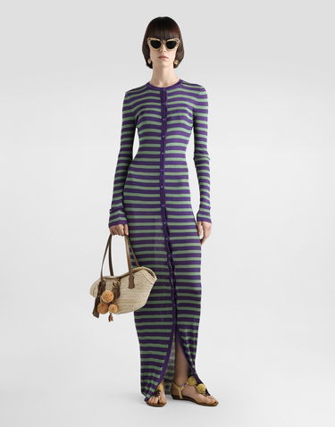 Šaty Dolce & Gabbana Dolce & Gabbana Striped Viscose Knit Cardigan Dress Fialová | FXVC8ZJAIRRV9644, 1