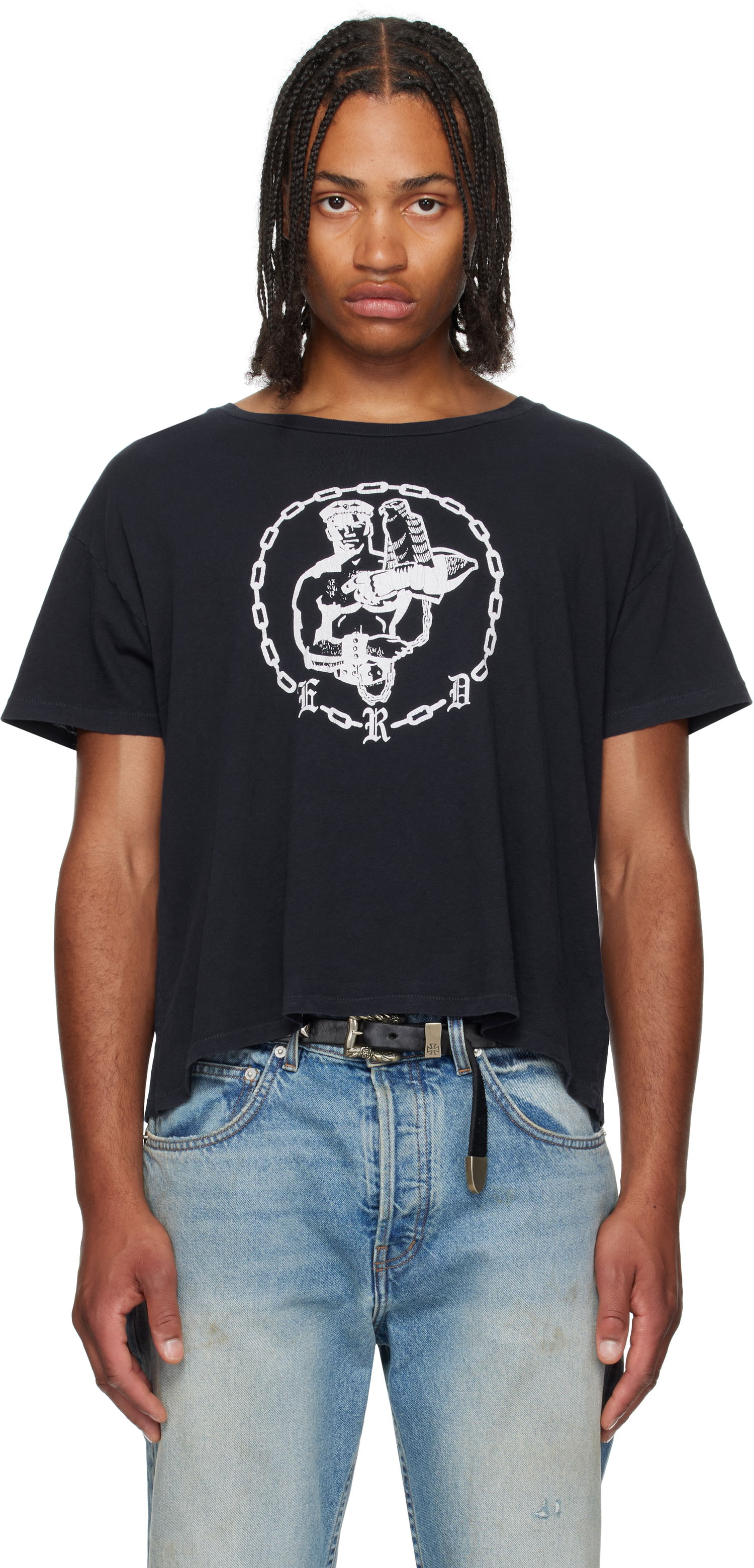 Crop Top Enfants Riches Déprimés Enfants Riches Déprimés Chain Graphic Cropped T-Shirt Čierna | 010-818, 0