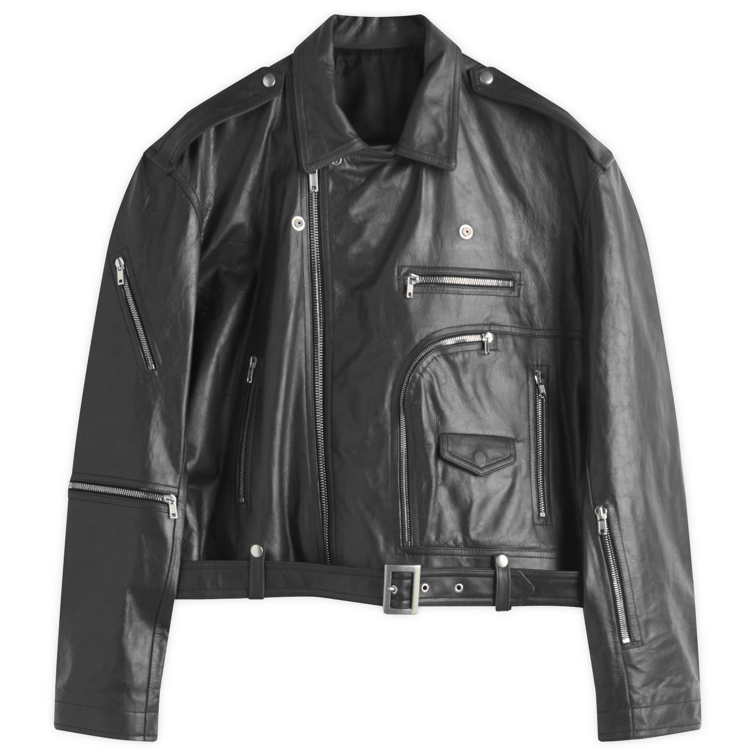 Bunda Rick Owens Rick Owens Jumbo Bauhaus Stooges Leather Biker Jacket Čierna | RP01E7717-009, 1