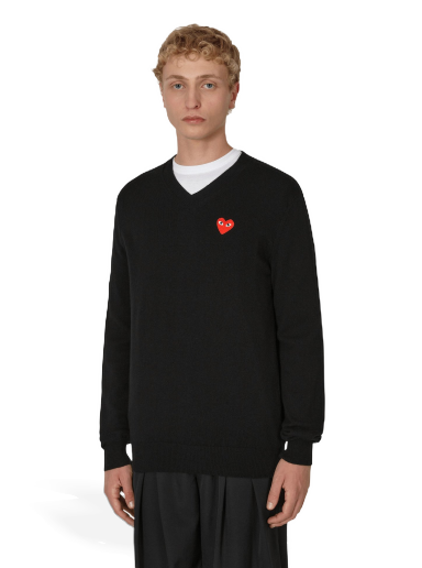 Sveter Comme des Garçons Heart V-Neck Sweater Čierna | P1N002 A