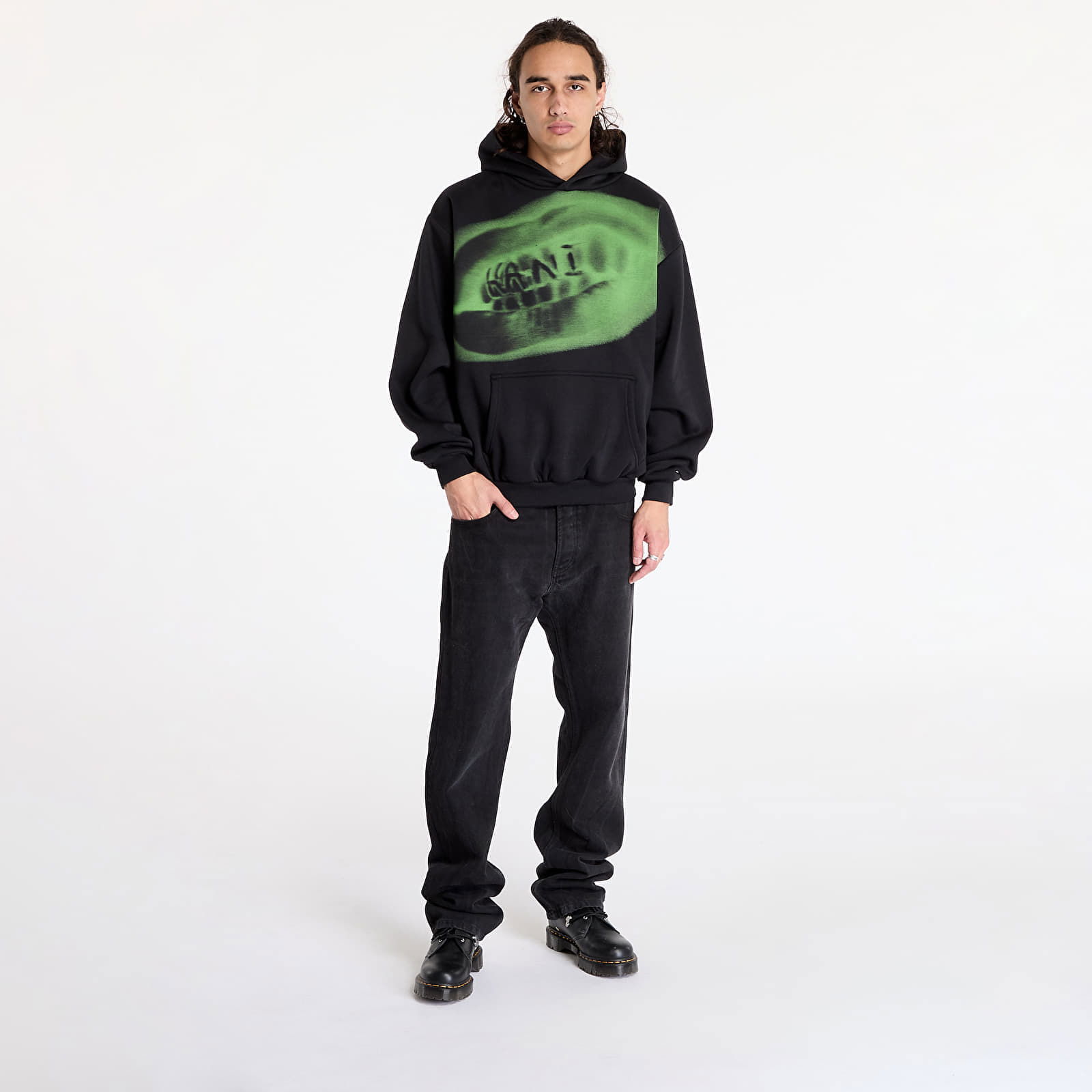 Sweatshirt Retro Kani Grillz OS Hoodie Black/ Green S