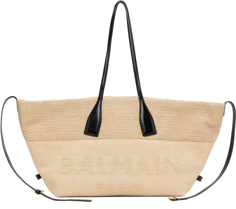 Tote bag Balmain Track Raffia Tote Béžová | FN1FI015TJHD