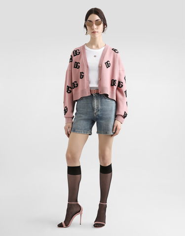 Sveter Dolce & Gabbana Dolce & Gabbana Cropped Wool Cardigan With DG Logo Ružová | FXV52TJCVZLF0473, 1