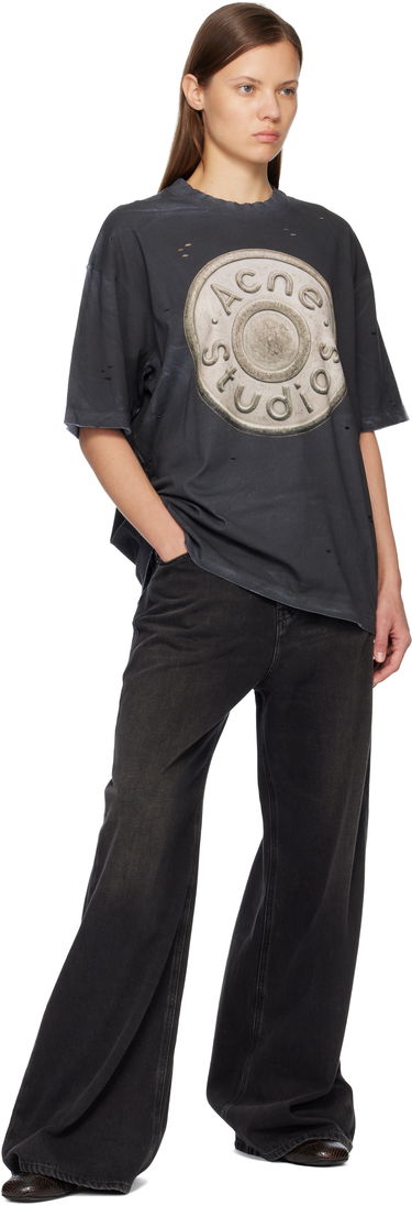 Tričko Acne Studios Acne Studios Distressed Oversized Medallion Logo T-shirt Čierna | CL0362-, 3