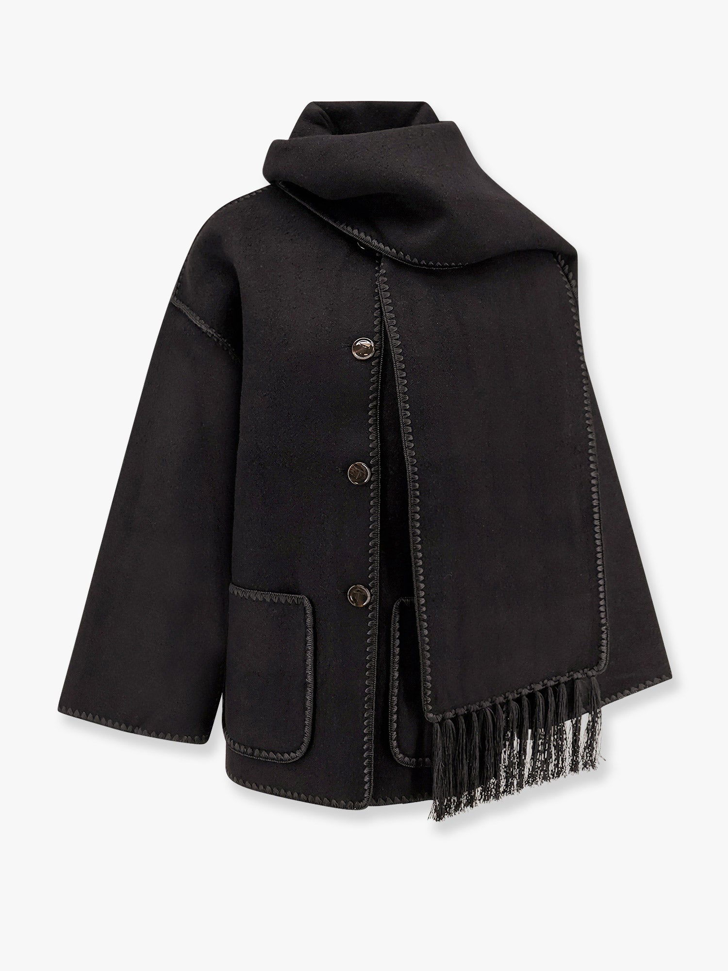 Kabáty TOTEME Fringed Oversized Wool-Cashmere Coat by Toteme Čierna | 2241018201200, 0