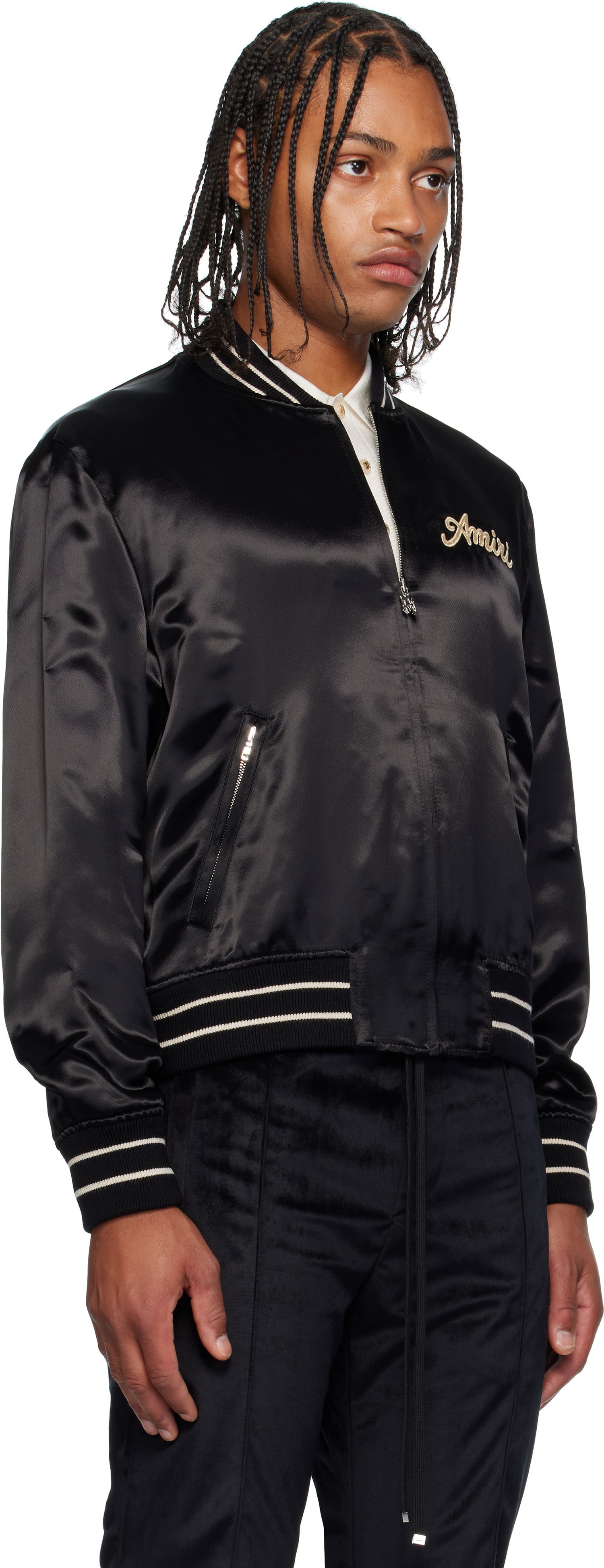 Bomber bunda AMIRI Amiri 'Club Amiri' Satin Bomber Jacket Čierna | AMOUBB1056, 1