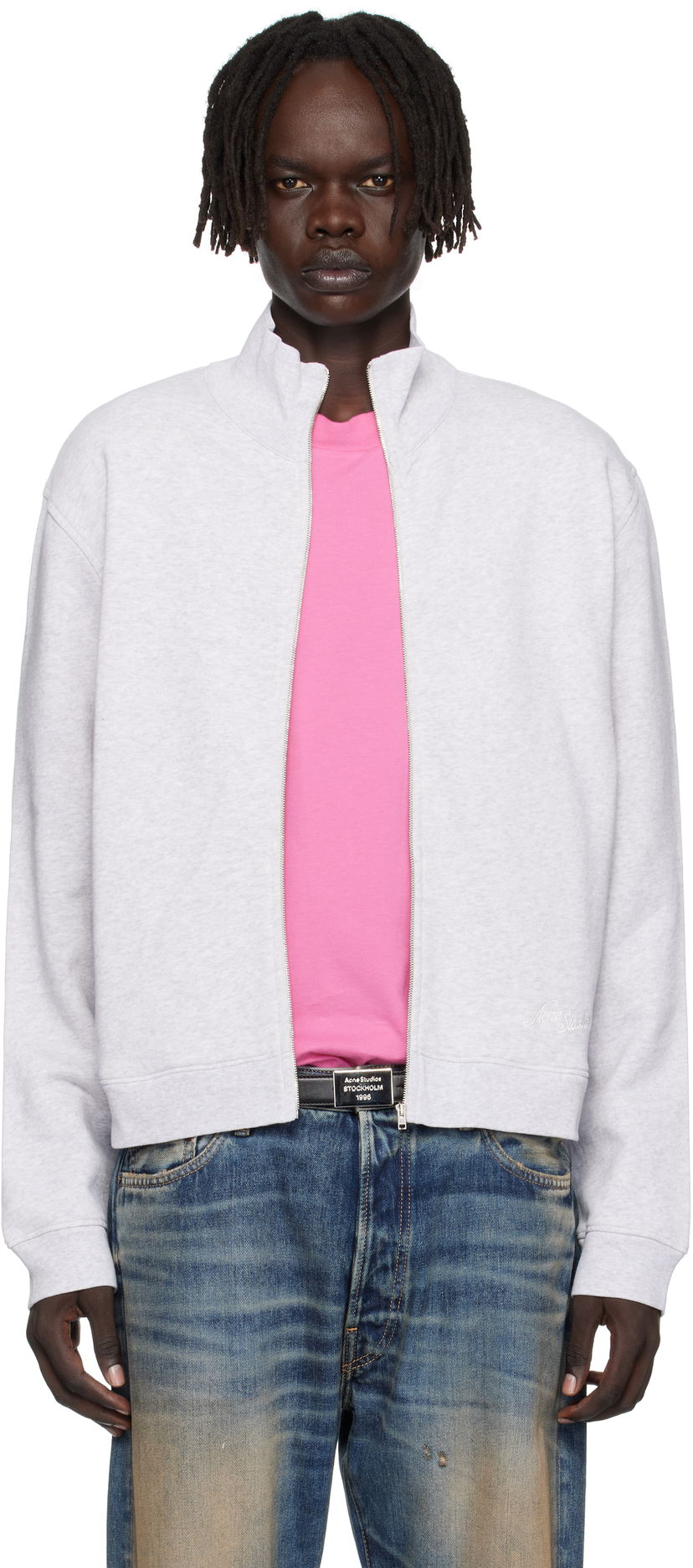 Mikina Acne Studios Acne Studios Zip-Up Sweatshirt Šedá | CI0207-