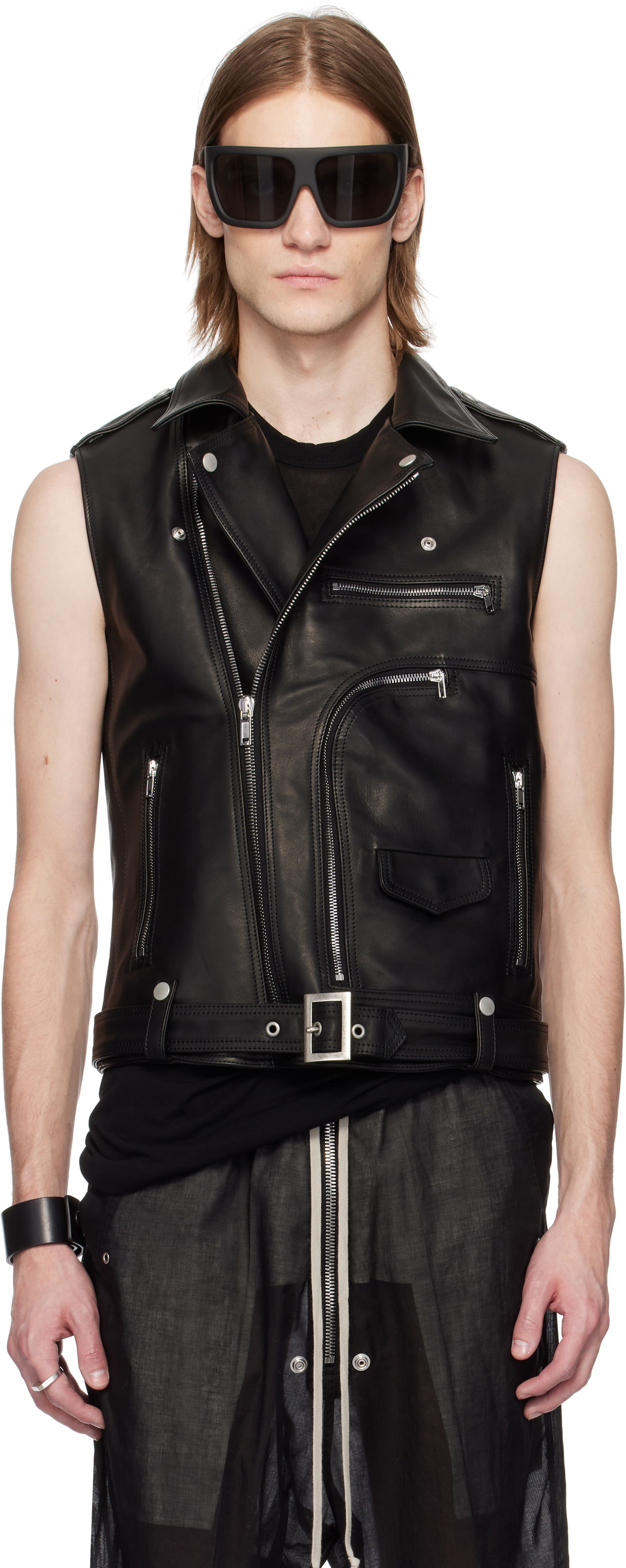 Vesta Rick Owens Rick Owens Hollywood SL Bauhaus Stooges Leather Vest Čierna | RR01E5710 LHJP, 0