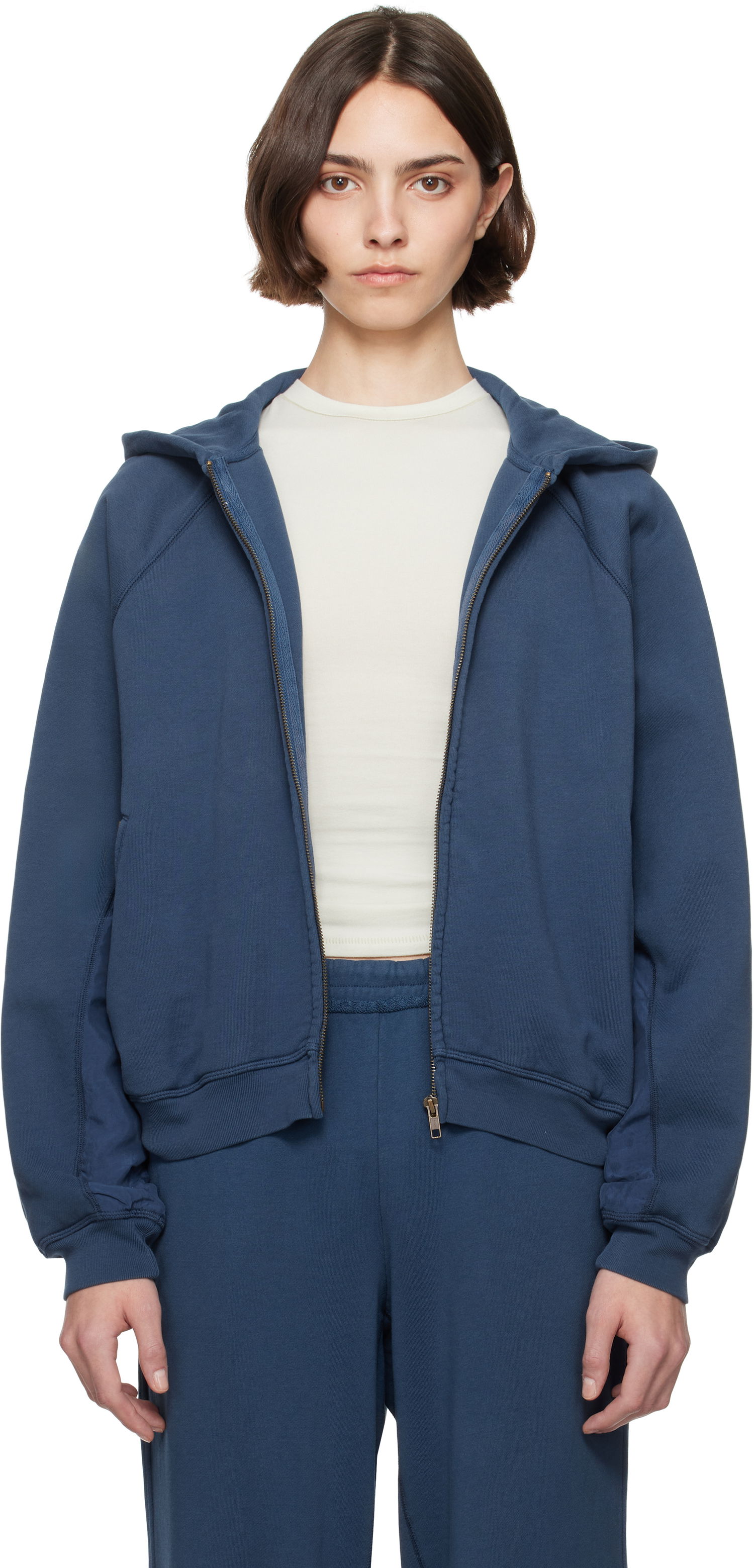 Mikina SKIMS SKIMS French Terry Relaxed Zip Up Hoodie Modrá | ZU-ZUP-7768W, 0