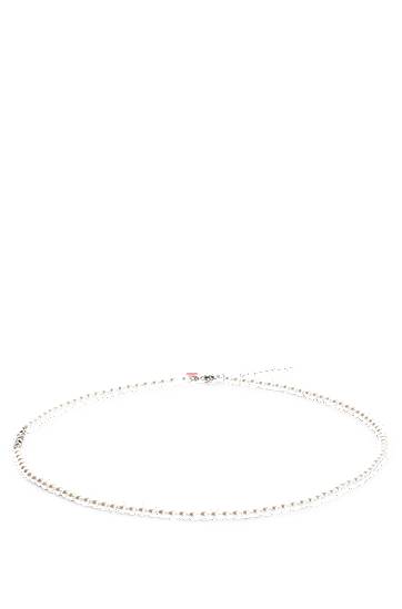 Náhrdelník BOSS Pearl Beaded Necklace with Logo Plaque Metalická | 50544522, 0