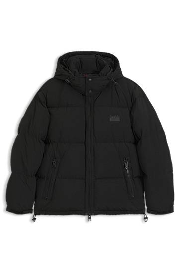 Prešívaná bunda BOSS Hooded Water-Repellent Down-Filled Puffer Jacket Čierna | 50549236