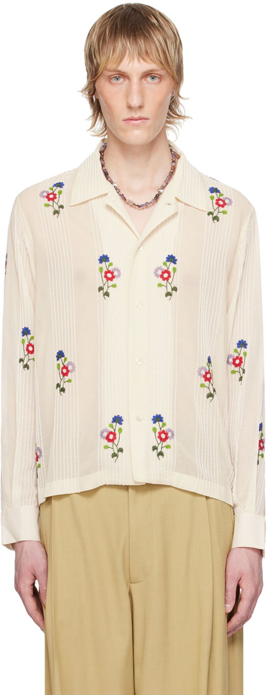 Košeľa Bode Wildflower Embroidered Relaxed Shirt Biela | MRS24SH051