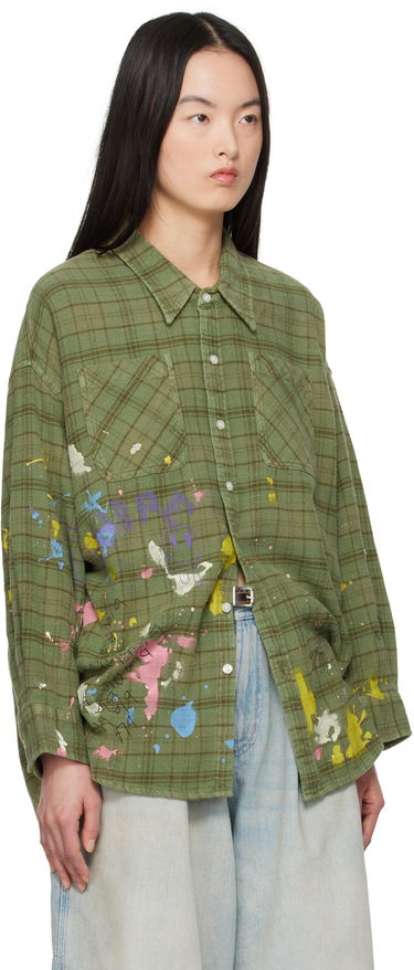 Košeľa R13 R13 Drop Neck Paint Splatter Plaid Work Shirt Zelené | R13WR015-R526B, 1