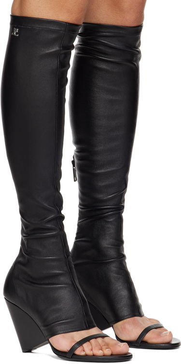 Oblečenie Courrèges Courrèges Oblique Wedged Leather Tall Boots Čierna | 225SBT053AG0034, 3