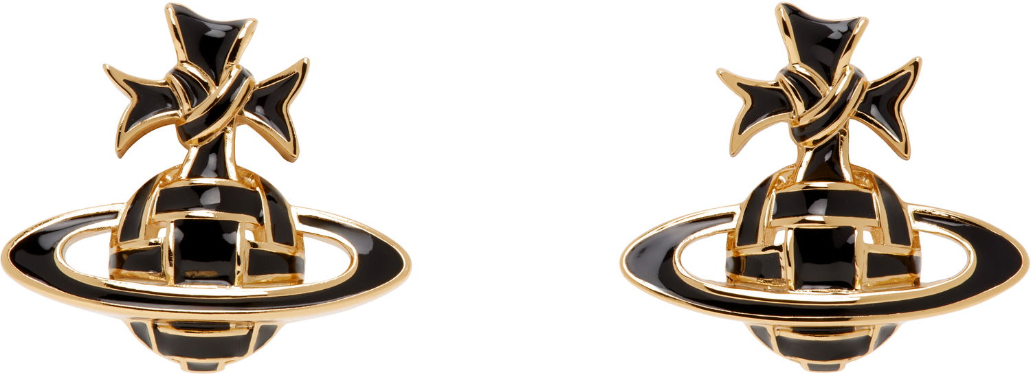 Náušnice Vivienne Westwood Vivienne Westwood Ribbon Bas Relief Earrings Čierna | 62010366-02R124-, 0
