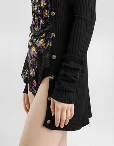 Sveter Dolce & Gabbana Virgin Wool Ribbed V-Neck Cardigan with Decorative Button Front Čierna | FXVCNZJCVXGN0000, 1