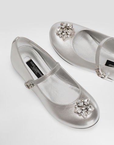 Tenisky a topánky Dolce & Gabbana Nappa Leather Ballet Flats With Brooches Metalická | D11376AX26180998, 3
