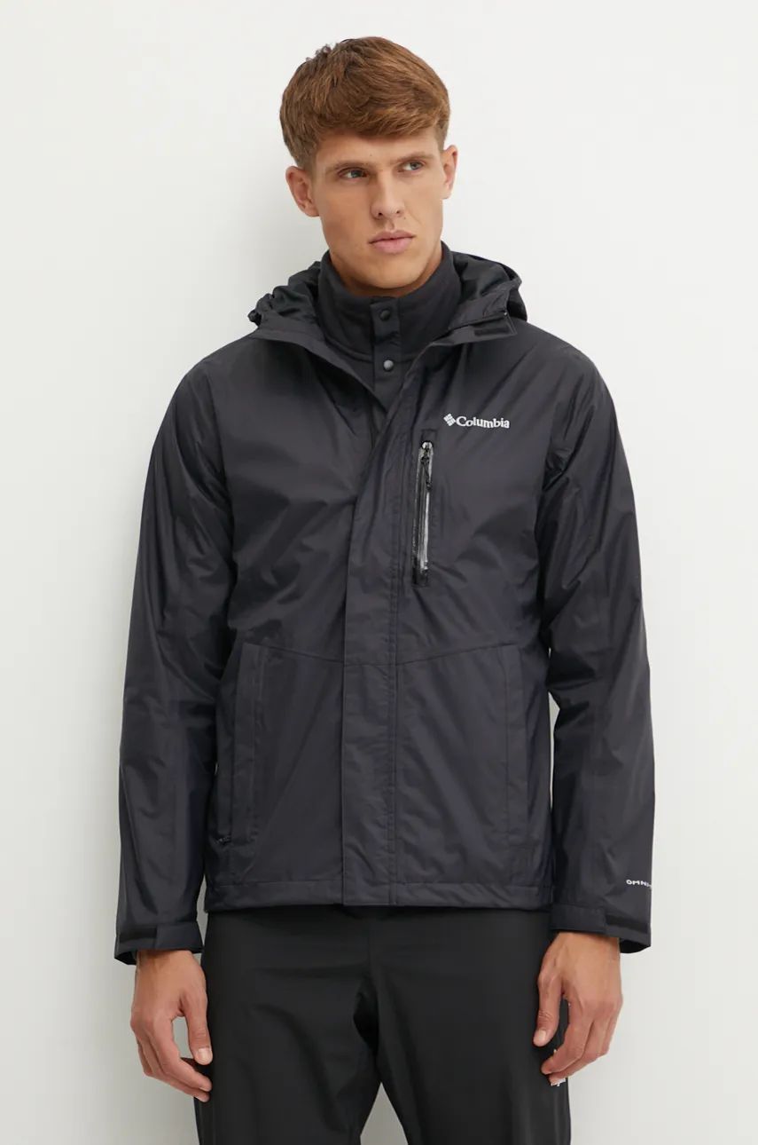 Vetrovka Columbia Pouring Adventure Men's Waterproof Jacket Čierna | 2117171, 0