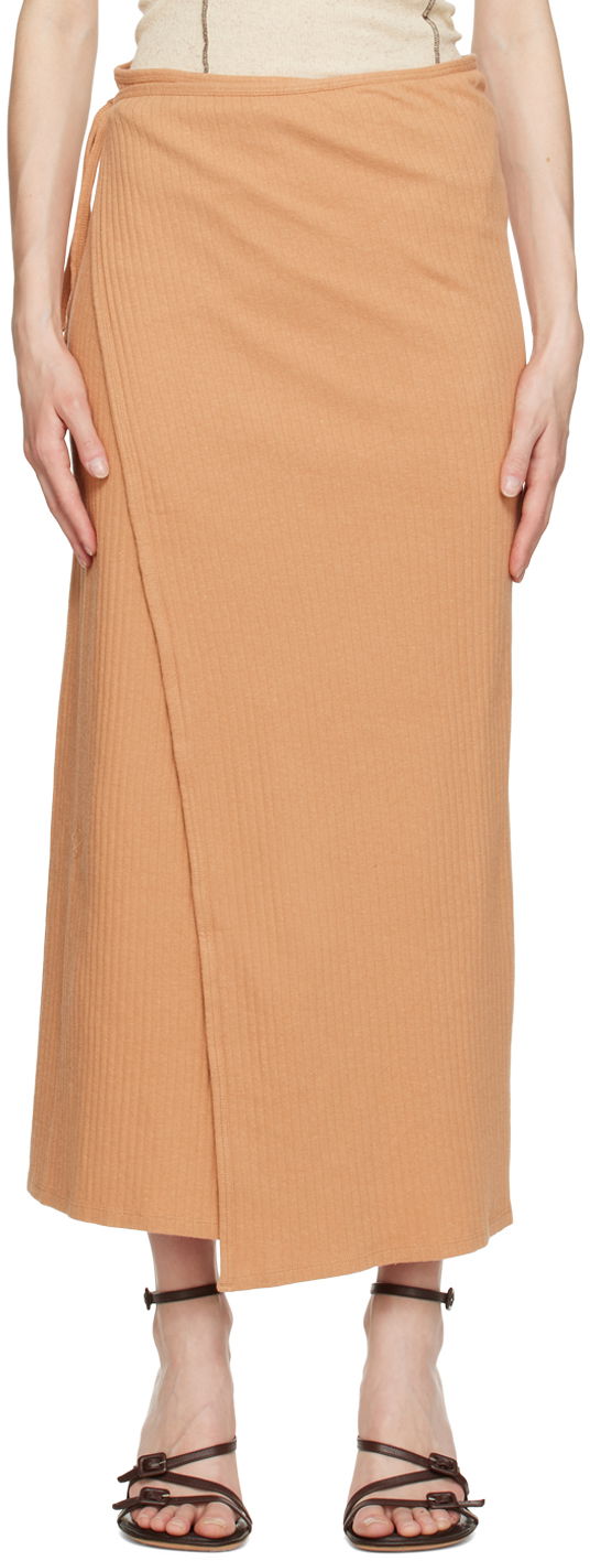 Ribbed Midi Wrap Skirt