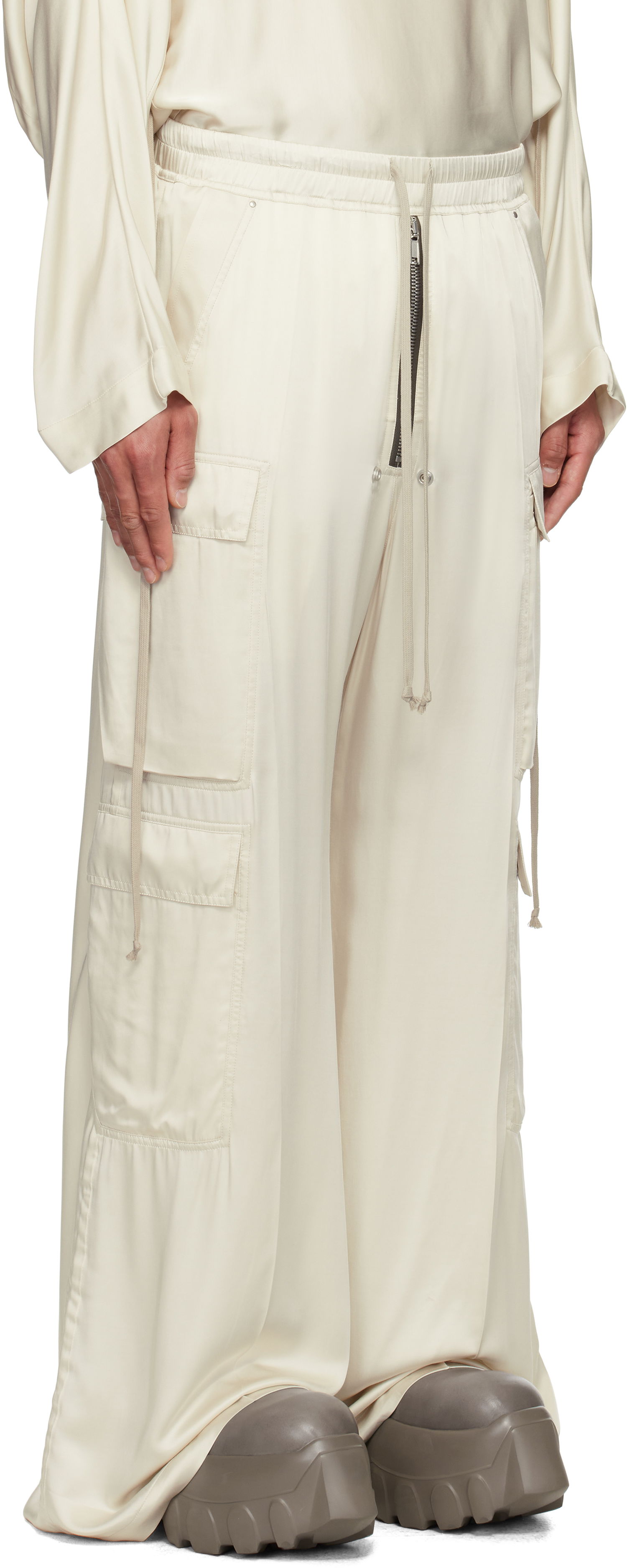 Cargo nohavice Rick Owens Rick Owens Hollywood Cargobelas Silk Cargo Pants Béžová | RR01E5339 SCH, 1