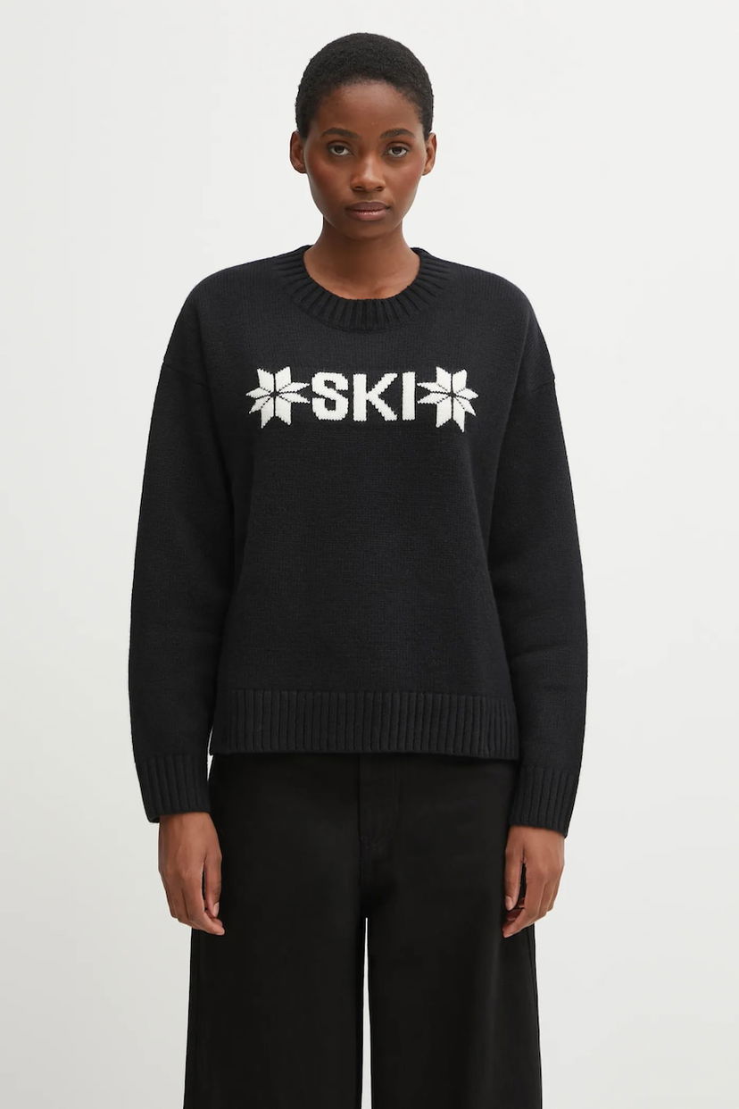 Sveter Helly Hansen BLISS Wool Blend Ski Sweater with Snowflake Graphic Čierna | 54604