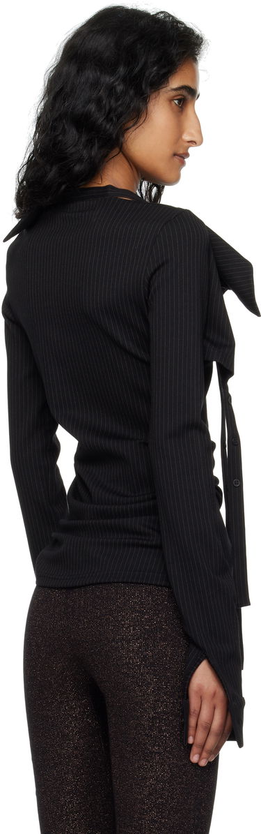 Košeľa Ottolinger Ada Pinstripe Asymmetric Long Sleeve Blouse Čierna | 102-105904-01, 2