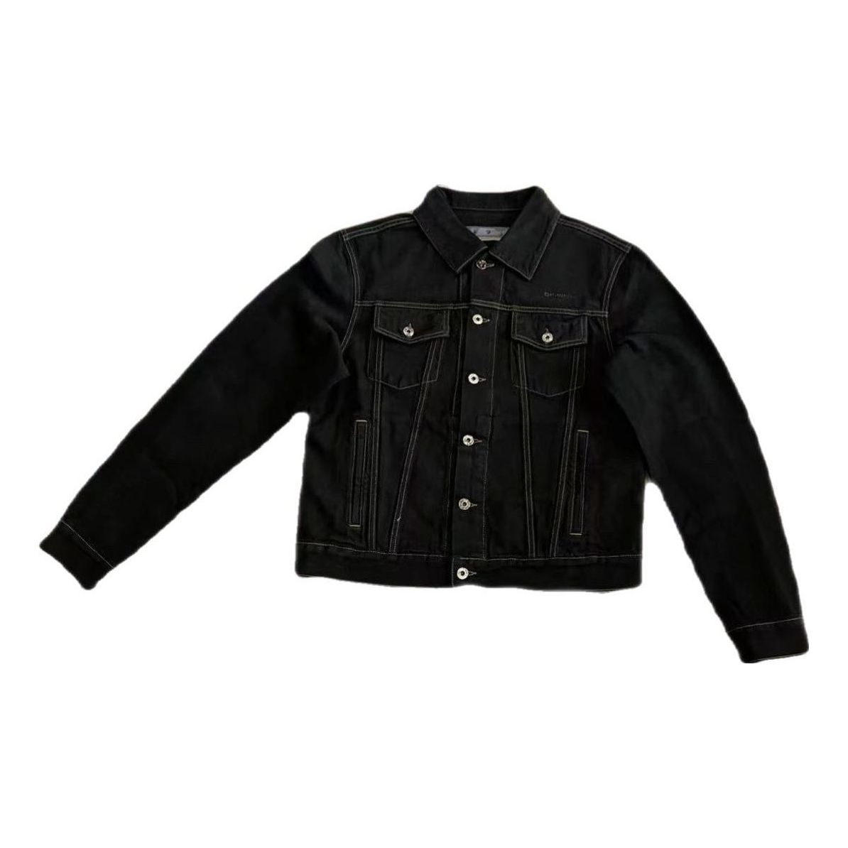 Bunda Off-White Alphabet Patterned Denim Jacket Čierna | OMYE079C99DEN0044001PD, 0