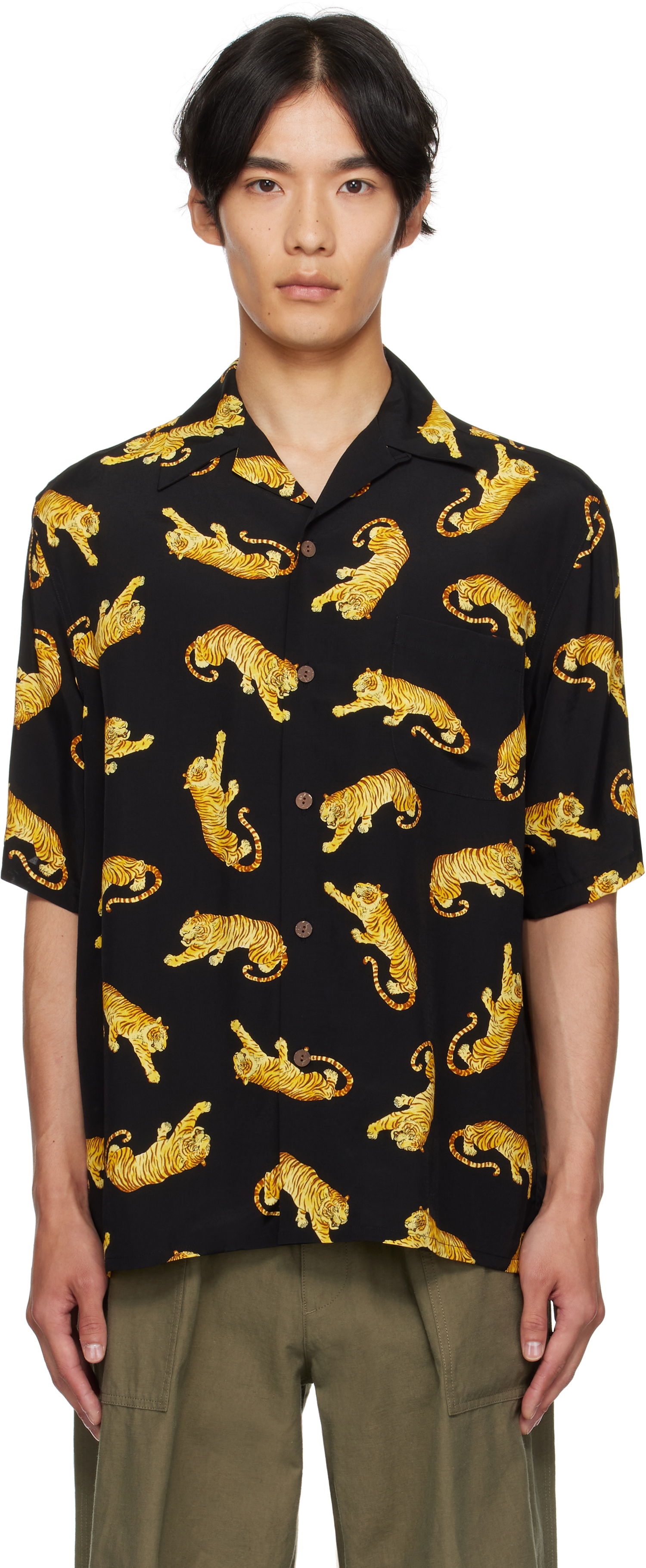 Košeľa WACKO MARIA WACKO MARIA Tim Lehi Tiger Print Shirt Čierna | 25SS-WMS-HI08, 0