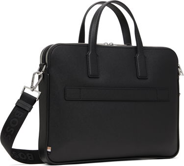 Taška cez rameno BOSS Saffiano Leather Briefcase with Embossed Logo Čierna | 50542241, 2