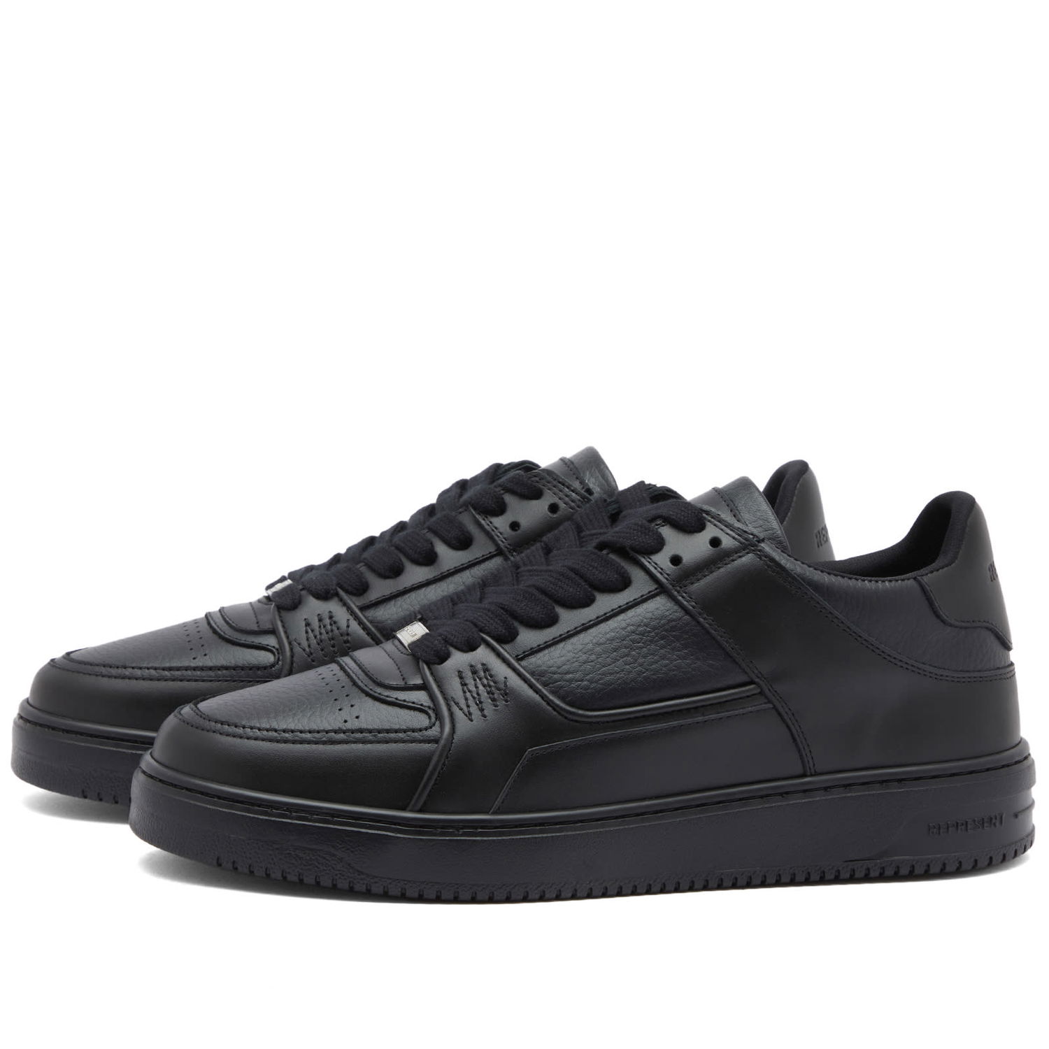 Oblečenie Represent Clo Represent Men's Apex Leather Sneakers in Triple Black, Size UK 7 | END. Clothing Čierna | MC9002-100, 0