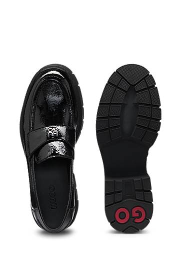 Tenisky a topánky BOSS Chunky-Sole Leather Loafers with Stacked-Logo Trim Čierna | 50538597, 1