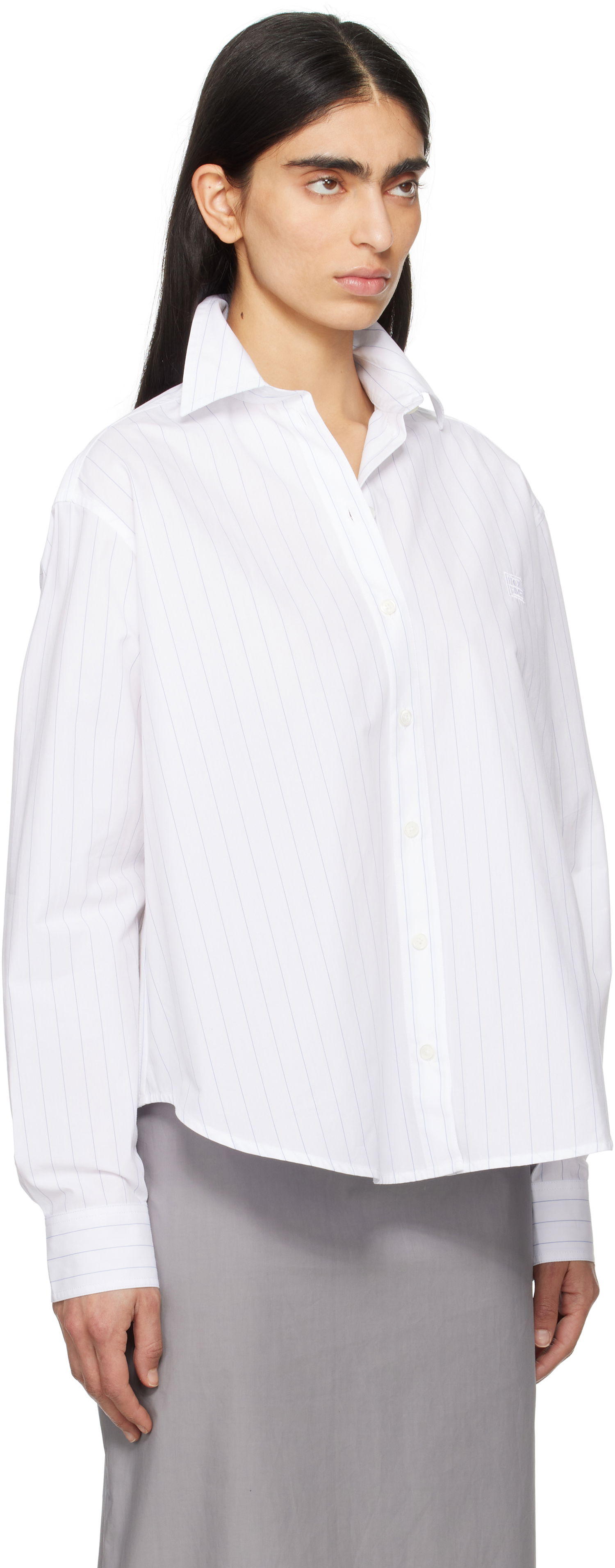 Košeľa TOTEME TOTEME Monogram Striped Cropped Shirt Biela | 252-WRT0356-FB0076, 1