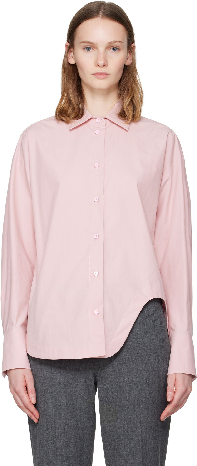 Košeľa The Attico Eliza Long-Sleeve Button-Up Shirt Ružová | 251WCH00014 CCC052AA
